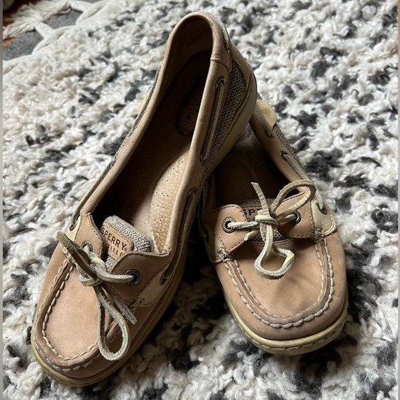 Sperry Shoes Sperry Angelfish Topsiders Womens Beige Leather Slip